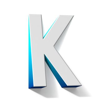 Blue gradient Letter K 3D render illustration isolated on white background