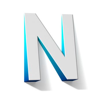 Blue gradient Letter N 3D render illustration isolated on white background