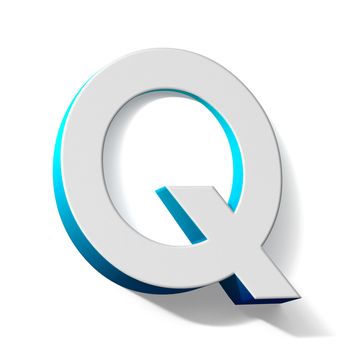 Blue gradient Letter Q 3D render illustration isolated on white background