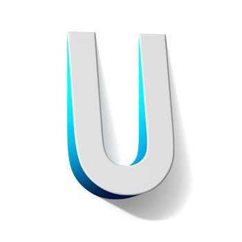 Blue gradient Letter U 3D render illustration isolated on white background