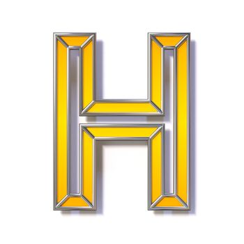 Orange metal wire font Letter H 3D rendering illustration isolated on white background