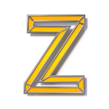 Orange metal wire font Letter Z 3D rendering illustration isolated on white background