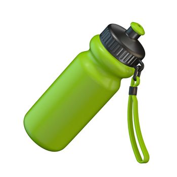 Green sport plastic water bottle standing
3D render illustration isolated on white background