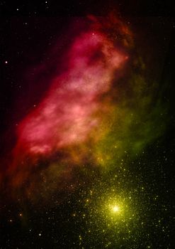 Far being shone nebula and star field against space. "Elements of this image furnished by NASA". 3D rendering.