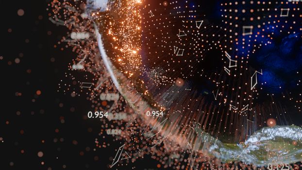 Connection lines and dots around Earth globe, Futuristic technology background. 3D illustration. Elements of this image furnished by NASA