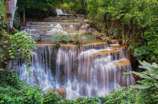 Huay Mae Kamin Waterfall, beautiful waterfall at Kanchanaburi Thailand