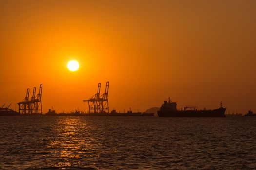 Oil tanker, Gas tanker and Crane Container Ship