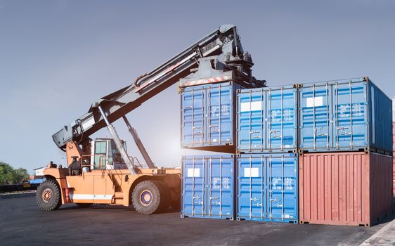 Cargo forklift handling container loading box export industrial