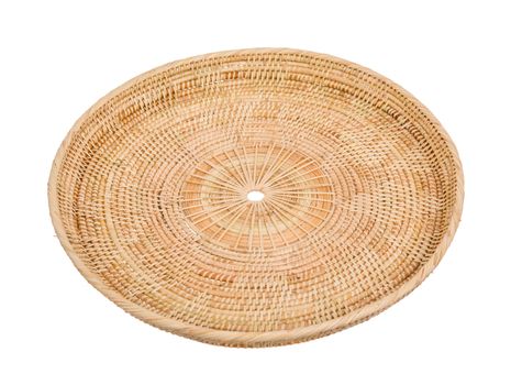 Wood basket wicker wooden in handmade 45 degree view isolate on white background