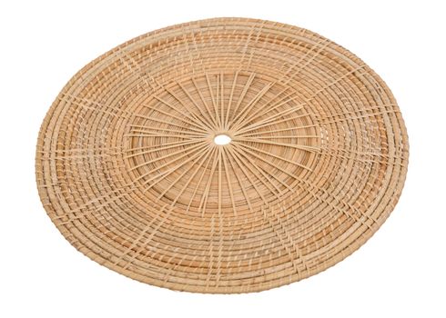 Wood basket wicker wooden in handmade 45 degree view isolate on white background