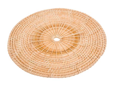 Wood basket wicker wooden in handmade 45 degree view isolate on white background