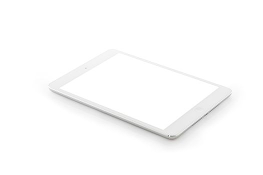 White tablet computer isolated on over white background