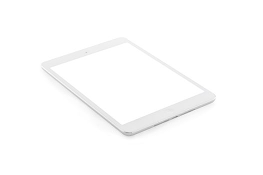 White tablet computer isolated on over white background