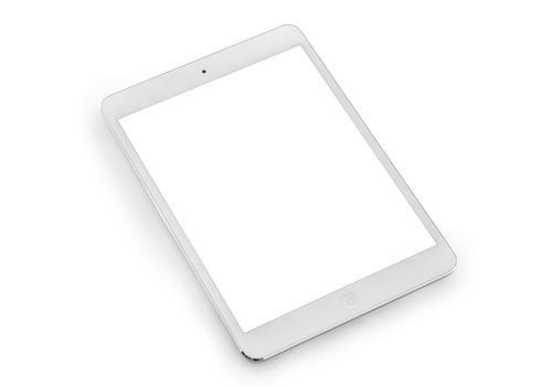White tablet computer isolated on over white background
