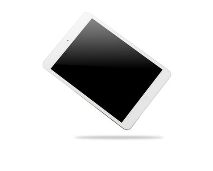 White tablet computer isolated on over white background