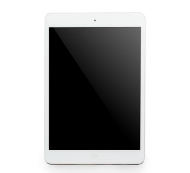 White tablet computer isolated on over white background