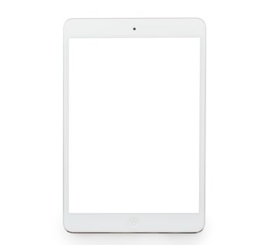 White tablet computer isolated on over white background