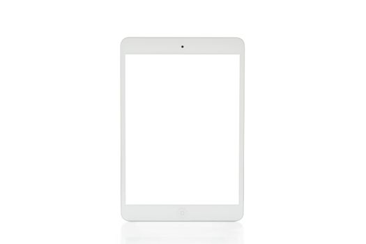 White tablet computer isolated on over white background