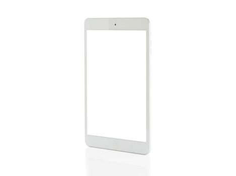 White tablet computer isolated on over white background