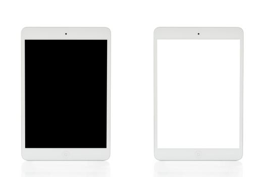 White tablet computer isolated on over white background