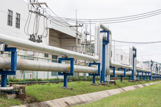 Industrial pipelines in power station facility asia of Thailand