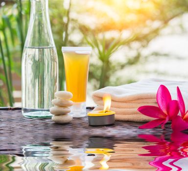 zen Spa treatment with water Reflections on nature a background