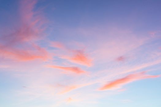 Sunset sky with colored clouds nature background