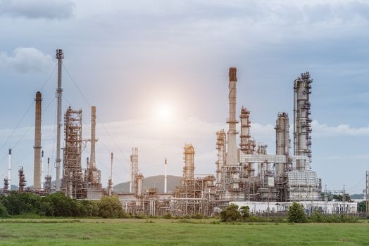 Oil refinery plant tower - petrochemical industry