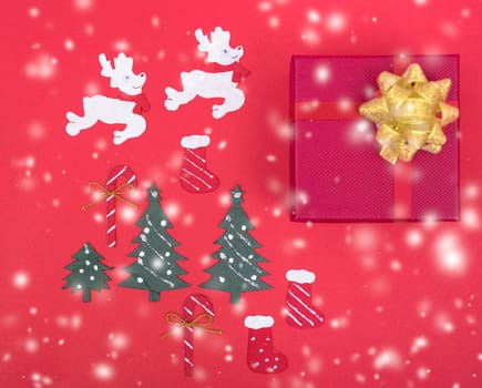 Decoration design in christmas holiday on red background