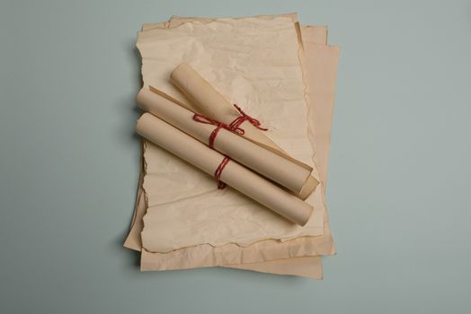 old tied up letters, view from above.