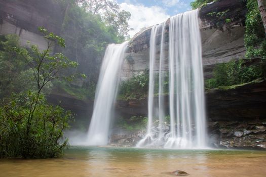 Waterfall beautiful in wild nature asian of Thailand