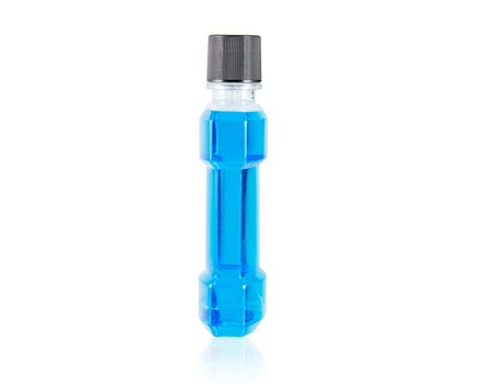 Blue water mouthwash isolate on over white background