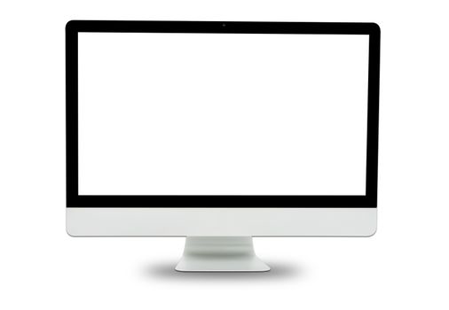 White computer monitor isolated on over white background