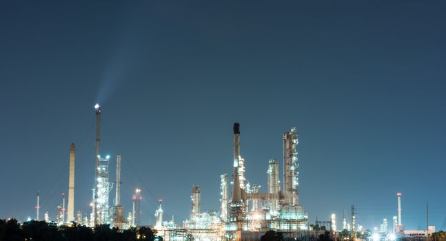 Petrochemical industrial plant power station at dark of Thailand