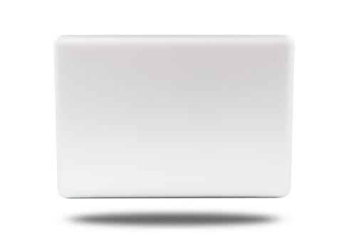 White Laptop with blank screen on gray background