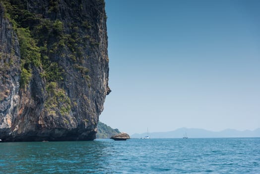 Mountain island on the sea blue sky at Thailand andaman