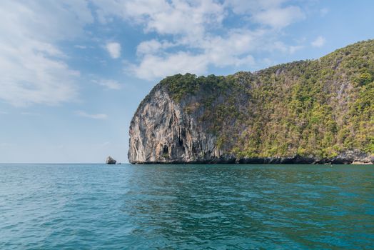 Mountain island on the sea blue sky at Thailand andaman