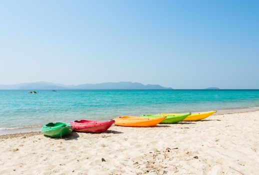 Colorful kayak on tropical beach of Thailand