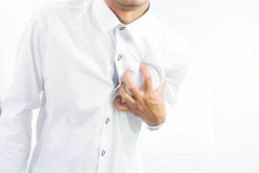 businessman having heart attack isolate on over white background