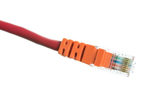 Network cable with RJ45 isolate on over white background