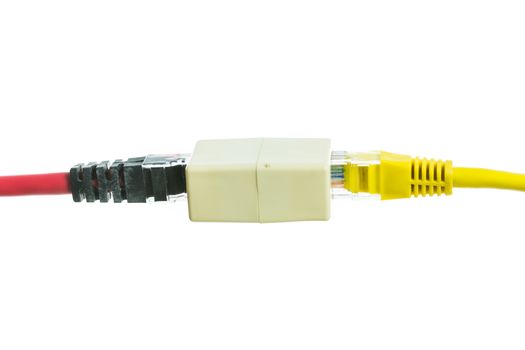 Network cable with RJ45 isolate on over white background