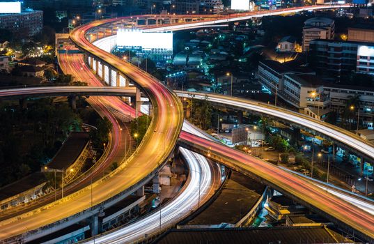 Bangkok Expressway top view at twilight time, Thailand