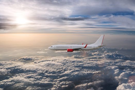 Airplane in the cloudy sky, Airliner, aircraft