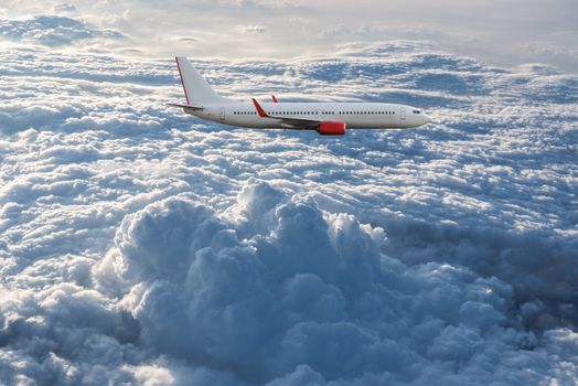 Airplane in the cloudy sky, Airliner, aircraft