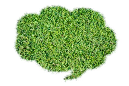 Abstract green grass bubble talk isolate on over white background