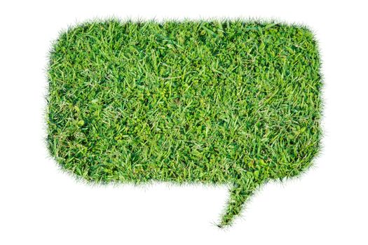 Abstract green grass bubble talk isolate on over white background