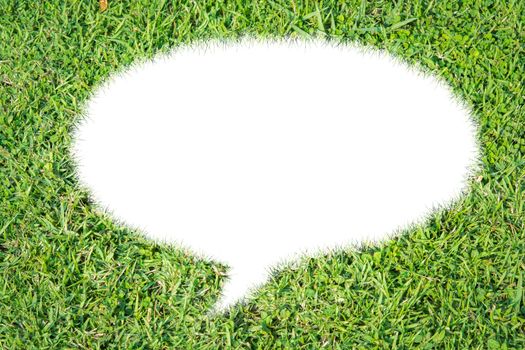 Abstract green grass bubble talk isolate on over white background