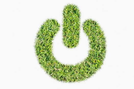 Green turf logo power switch on off made of green grass