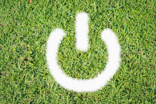 Green turf logo power switch on off made of green grass