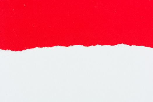 tear red paper pieces of paper on white background